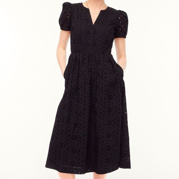 J. Crew Factory Dresses & Skirts - J Crew. Cotton Eyelet puff-sleeve dress